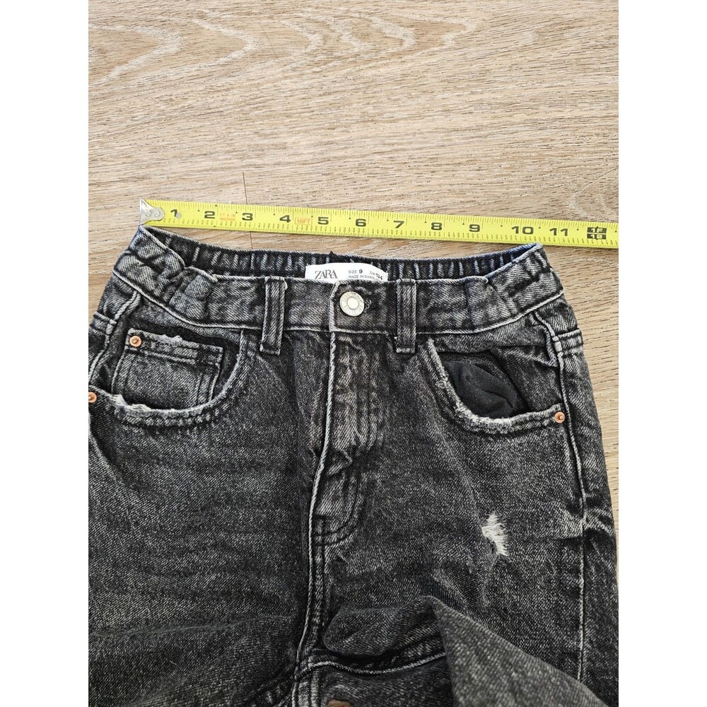 Zara Kids Black Demin Distressed Jeans Size 9 - Picture 4 of 6